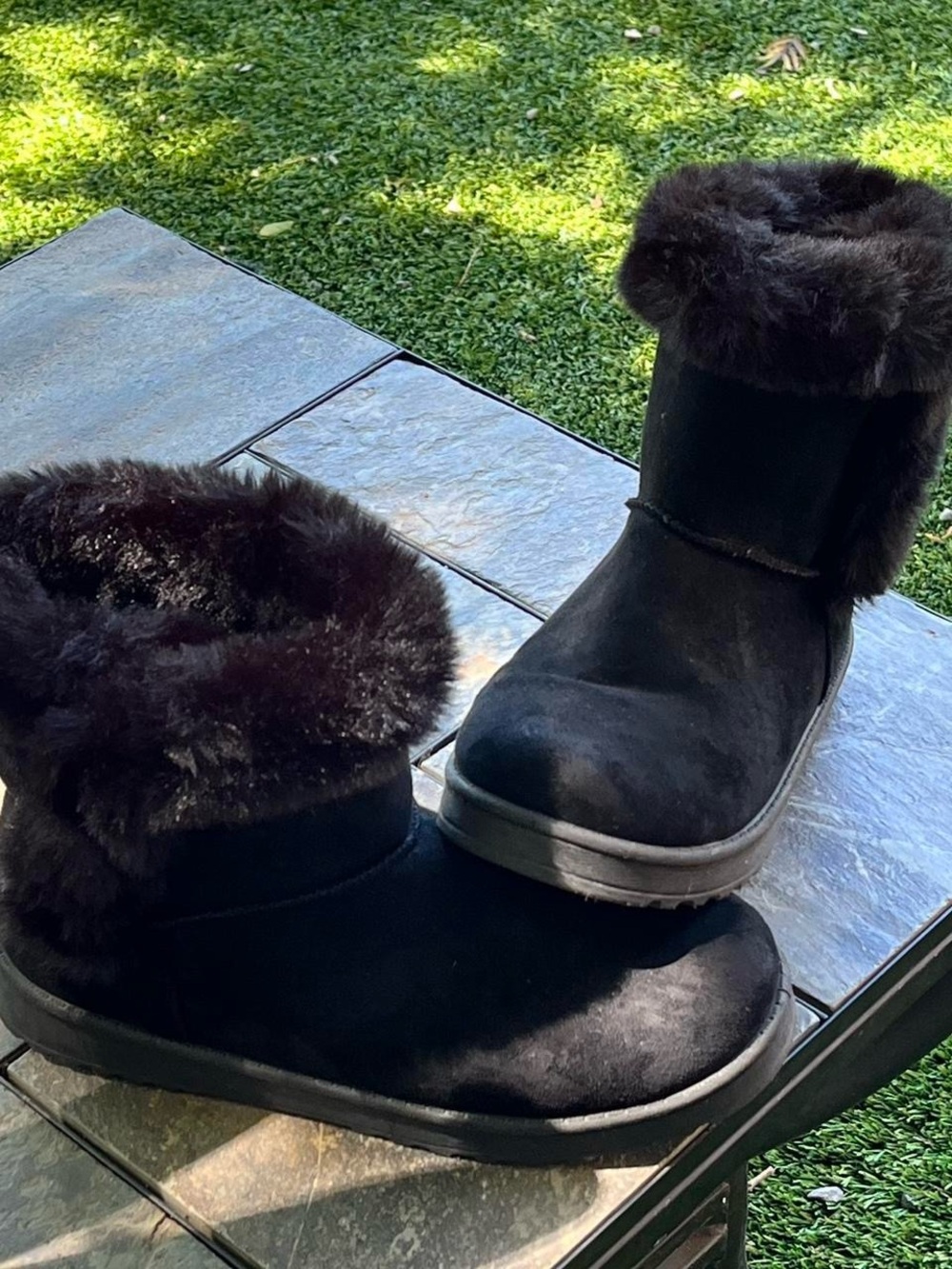 Kohl's Black Faux Fur Ankle Winter Boots